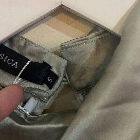 Zesica NWT green sleeveless dress faux wrap small - Picture 6 of 7